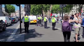 Free Palestine protesters from Trafalgar Square head to Downing Street