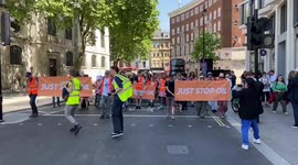 Just Stop Oil protest in solidarity with jailed activists in central London