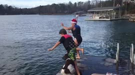 Teens flip into water