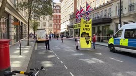 Extinction Rebellion activists disrupt Africa Oil Conference in Mayfair