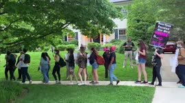 Pro-choice Protesters Shout, “No privacy for us! No peace for you!” In front of Chief Justice Roberts house.