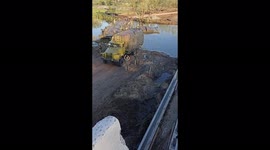 Deployment of a pontoon bridge by Ukrainian troops