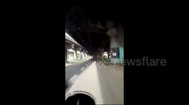 Seconds Car Truck Overturned Avoiding Motorists in East Jakarta