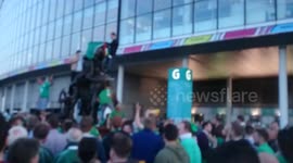 Irish fans celebrate historic rugby win over fierce rivals Romania
