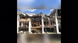 Buildings devastated after missile strikes Lozova city centre