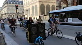 The PaRide: Paris musical bicycle parade organised by the Academie du Climat. France, 21 may 2022