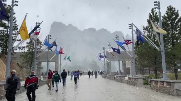 A rare, late May snowstorm at Mount Rushmore National Memorial