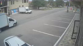 A police car collided with a truck at high speed