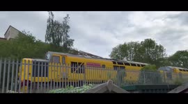 Log freight trials on the railway, Cambrian coast line. 800 tons of logs