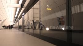 Vast underground passages of the newly open Crossrail at Liverpool St Station