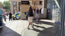 Police presence due to workers' protest in London, UK