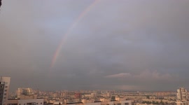 Rainbow appeared in St Petersburg for its 319 years birthday, Russia