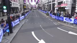 Ride London bikers pass through Piccadilly Circus