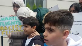 Kurdish families and activists stage protest ahead of first UK deportation flight to Iraq in a decade