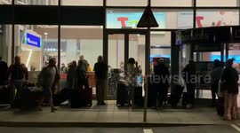 Bristol Airport morning queues outside building as the Jubilee break begins
