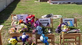 Empty school chairs  Memorial Memorial for victims of Uvalde shooting