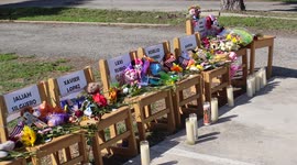Empty school chairs  Memorial for victims of Uvalde shooting
