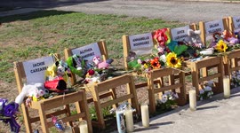 Empty school chairs  Memorial for victims of Uvalde shooting