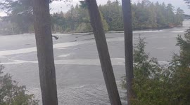 Ice breaking up while moving fast into our bay at the cottage (part 1 of 2)!