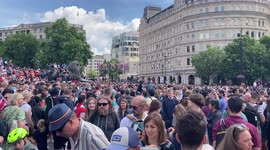 Crowds gather in Trafalgar Square for day one of Jubilee Celebrations