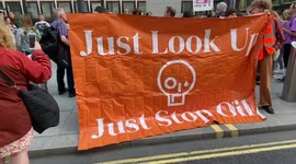 Protest against the Jackdaw gas field outside BEIS