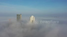 Buildings Wrapped In Thick Fog In Huaian, Jiangsu, China