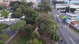 Homeless people occupy part of the sidewalk in São Paulo, Brazil