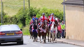 Jubilee costumed horses parade in West Yorkshire