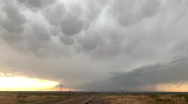 Watch this stunning footage of mammoth mammatus clouds and frequent lightning as a supercell passes through New Mexico