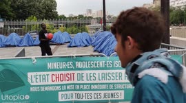 A camp for unaccompanied migrant minors was created since Saturday 26, June, 2022. Place de la Bastille, in Paris. The association Utopia 56, at the origin of the event, intends to alert on the situation of young unrecognized minors and who, while awaitin