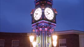 Green Clock tower turns Blue for Queen's Platinum Jubilee in Kent, UK
