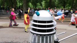 Daleks take part in the Jubilee parade on Sunday