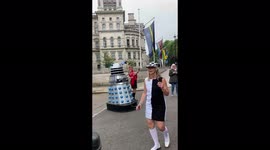 Fun scenes as Daleks threaten to exterminate passers-by at at the Platinum Jubilee Pageant. on Sunday