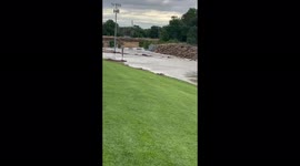 Two rounds of Heavy rain moving though Lamar Colorado lead to creek flooding