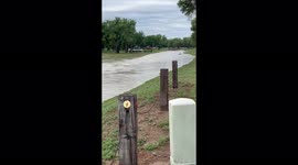 Heavy rain causes creek to flood in Lamar, Colorado