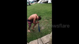 Boy plays dizzy ball