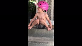 Toddler laughs about poop