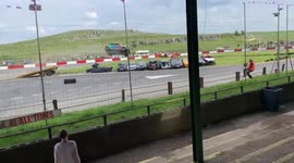 Shocking footage shows charity car jump gone wrong with vehicle slamming into group of cars