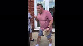 game of rock, paper scissors with tortillas betwenn dad and son