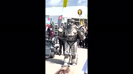 Titan the robot performs his routine in front of an audience at the Royal Cornwall Show