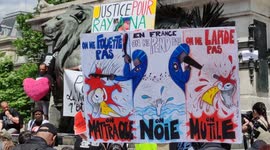 Shot dead woman passenger by police shot fire as the driver refused to comply. 11 june 2022. Amal Bentounsi at the microphone