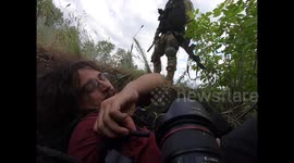 Dramatic moment Russian troops fire on journalists in Luhansk