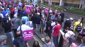 Hundreds gather to protest outside Home Office as UK judge dismisses appeal against Rwanda refugee scheme