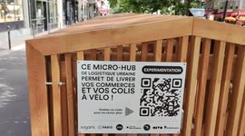 Micro-hubs, these strange wooden huts that appear in Paris to optimize the last mile of delivery. 14 june 2022. Boulevard Beaumarchais.