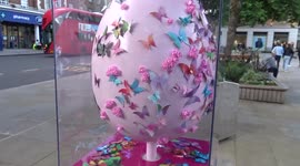 The Cocktail Hour egg celebrates the Queens Platinum Jubilee in Londons Chelsea