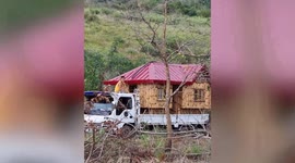 Entire house delivered on truck to village in the Philippines