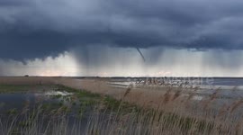 Magnificent waterspout swirls in Baltic Sea off coast of Poland