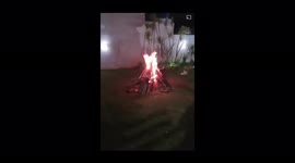 Wait for it! The other man was drunk and trying to jump over the fire, suddenly he couldn’t lift up himself