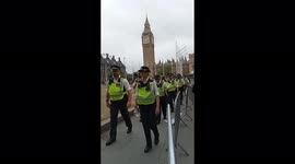 Police in full force near Parliament at the London living crisis protest June 18th 2022