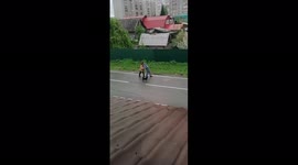 Hilarious scene as man helps his 'drunk' friend walk home